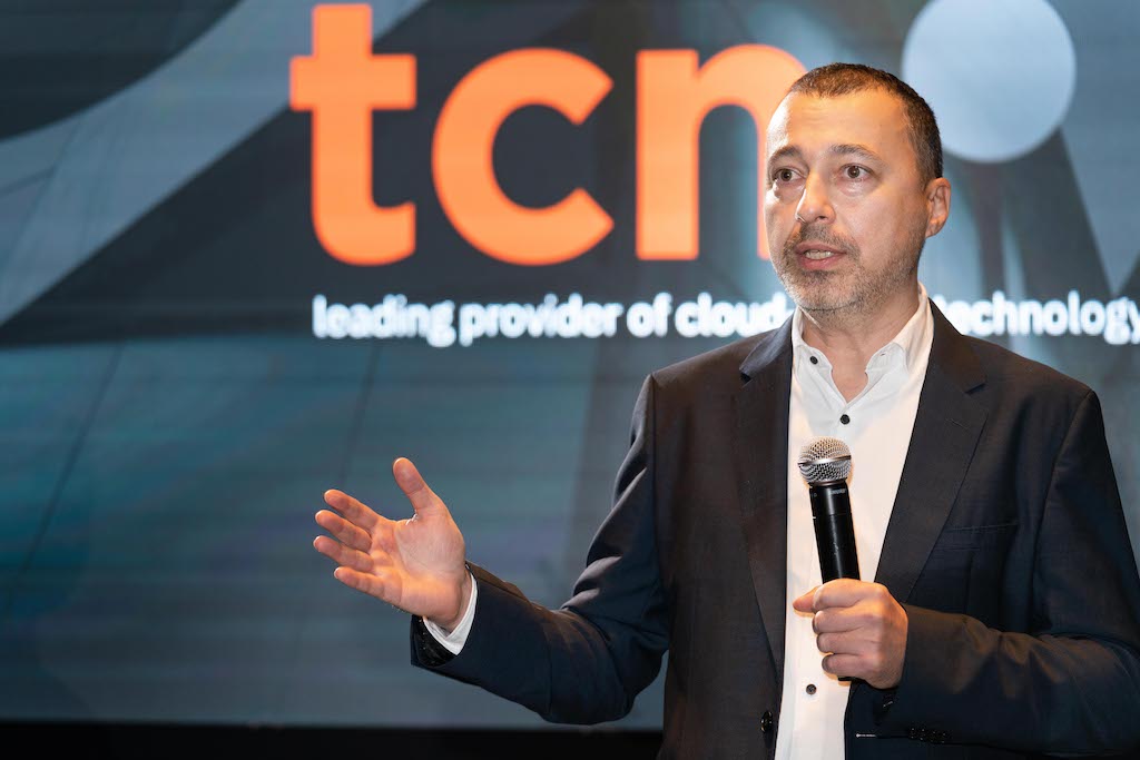 Victor Marcu speaks at the launch of TCN's EU office in Romania