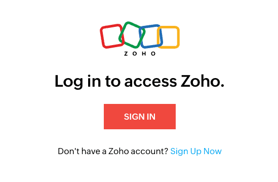 Log in to Zoho