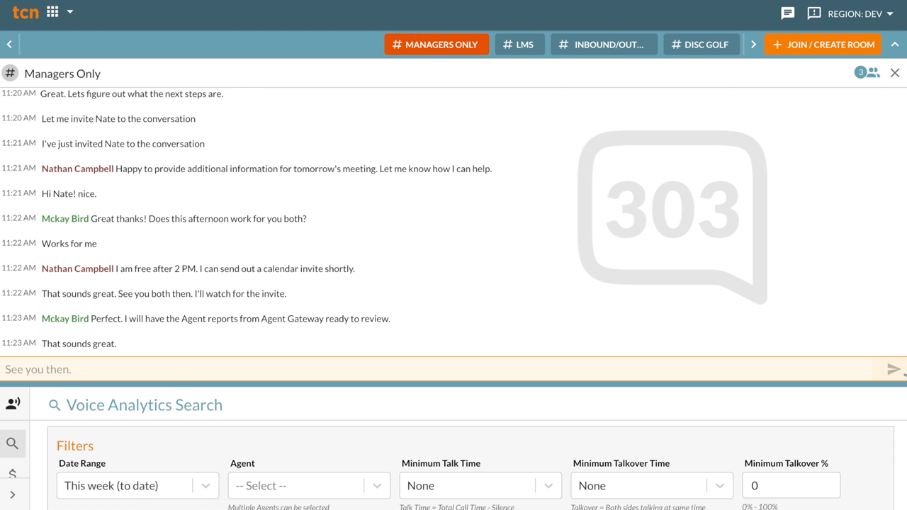 Room 303 - A Call Center Chat Application for Internal Communication